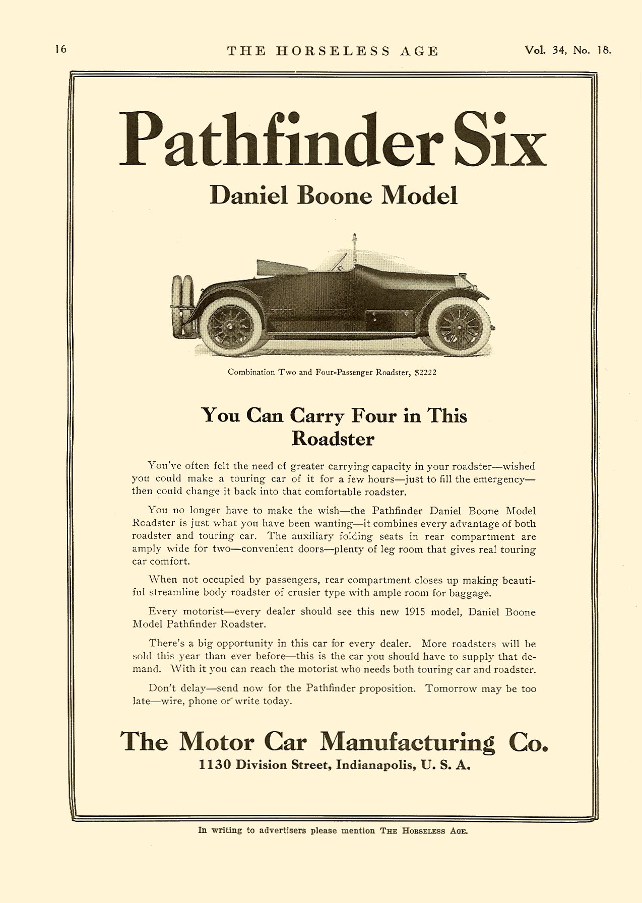 1915 Pathfinder Auto Advertising